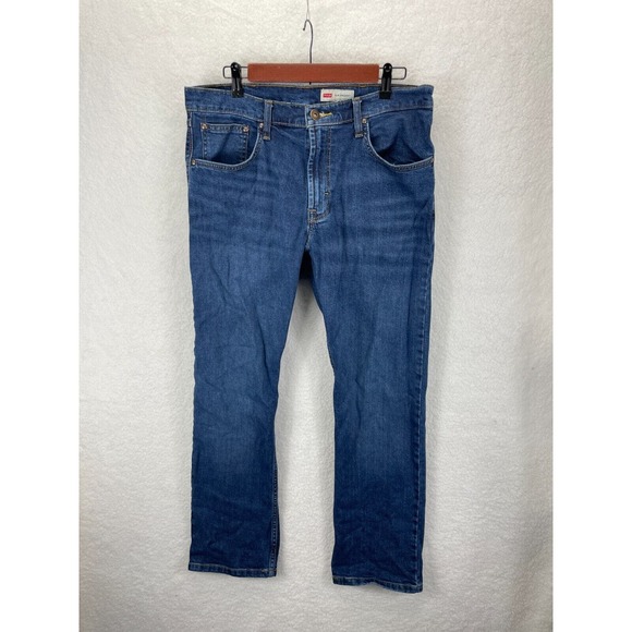 Wrangler Premium Jeans Mens Sz 34x30 Slim Straight Leg Blue Denim 92SSWDX - Picture 1 of 7